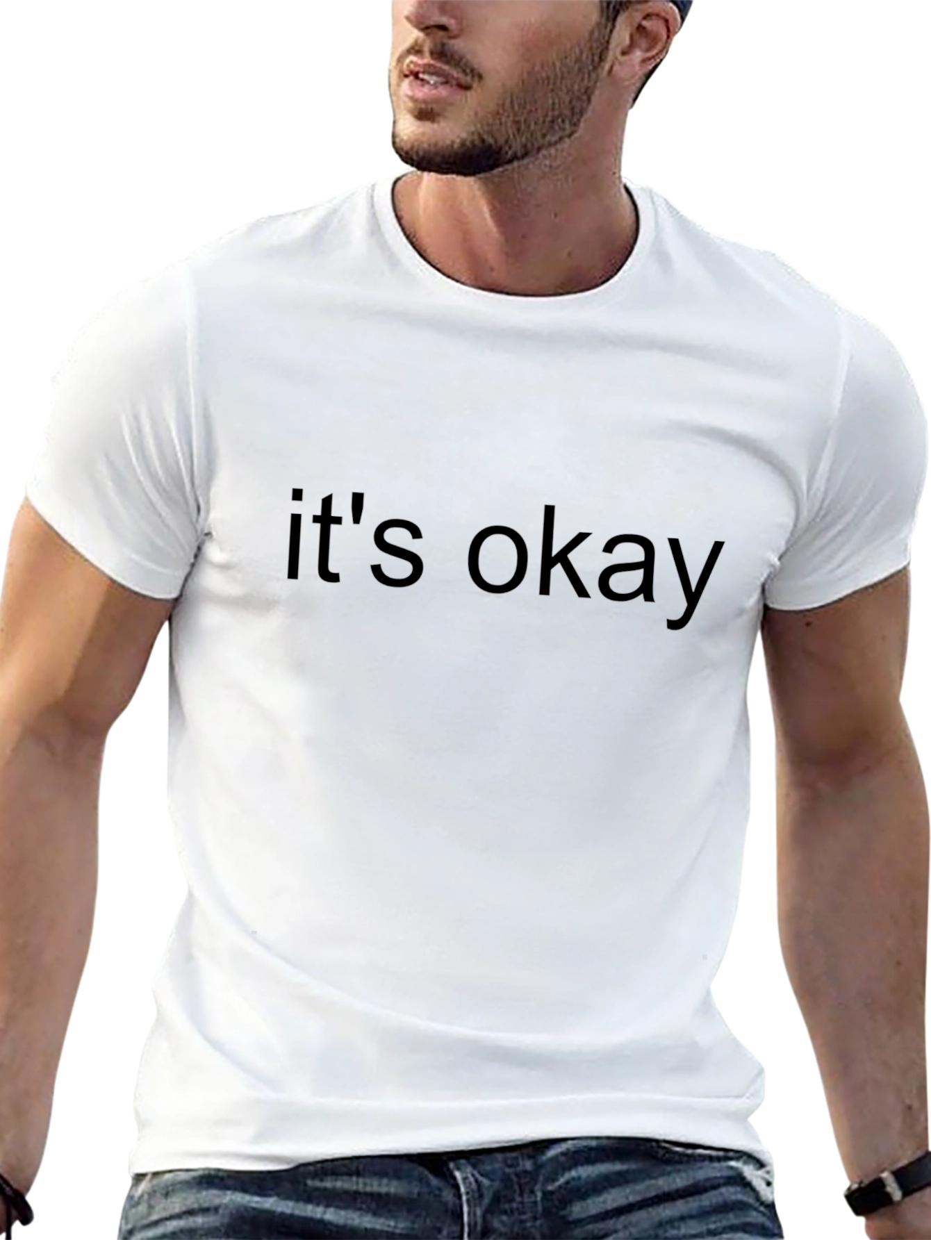 Its Okay Mens Black Graphic T-Shirt