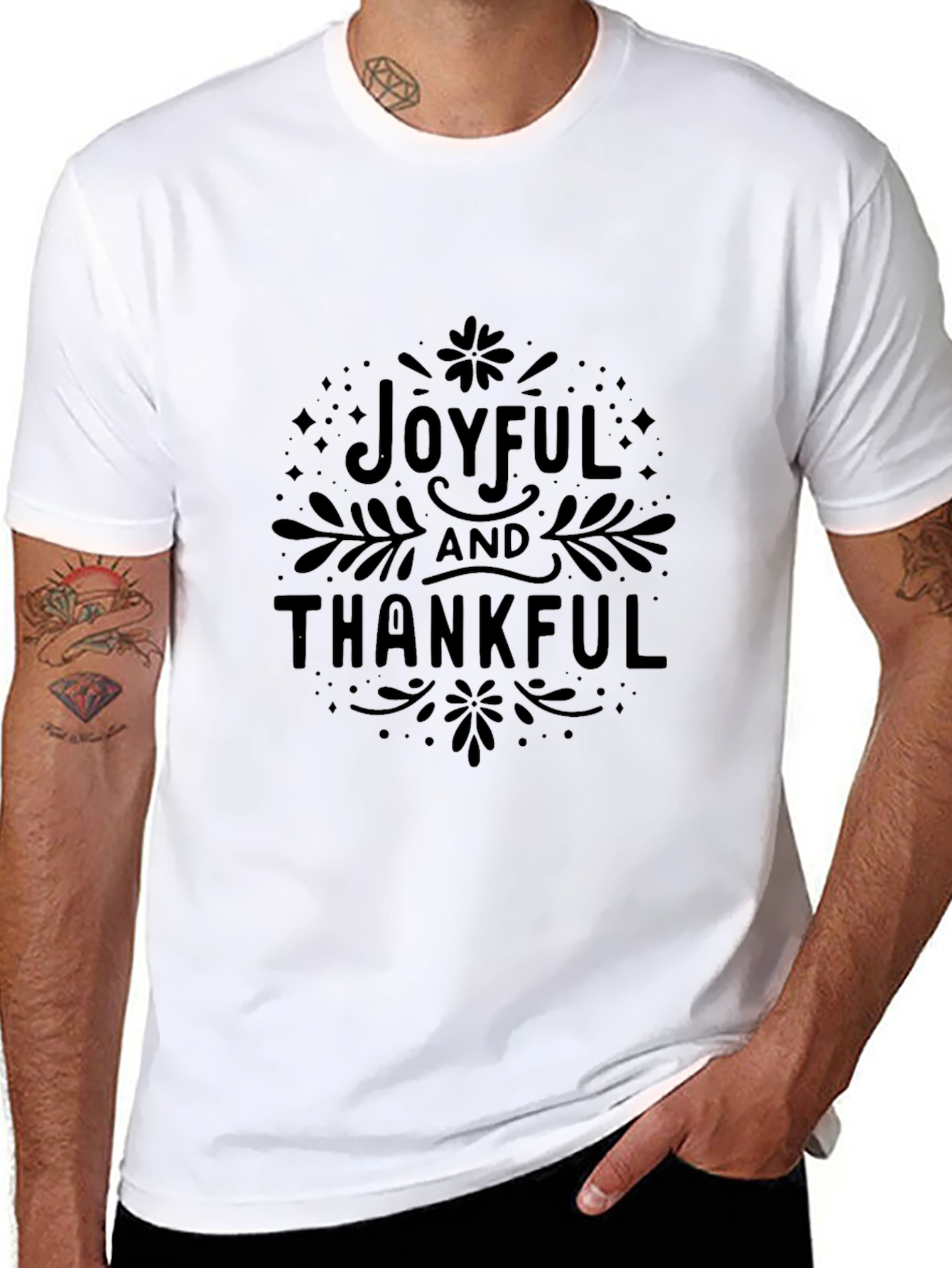 Joyful & Thankful Graphic Tee - Black Cotton