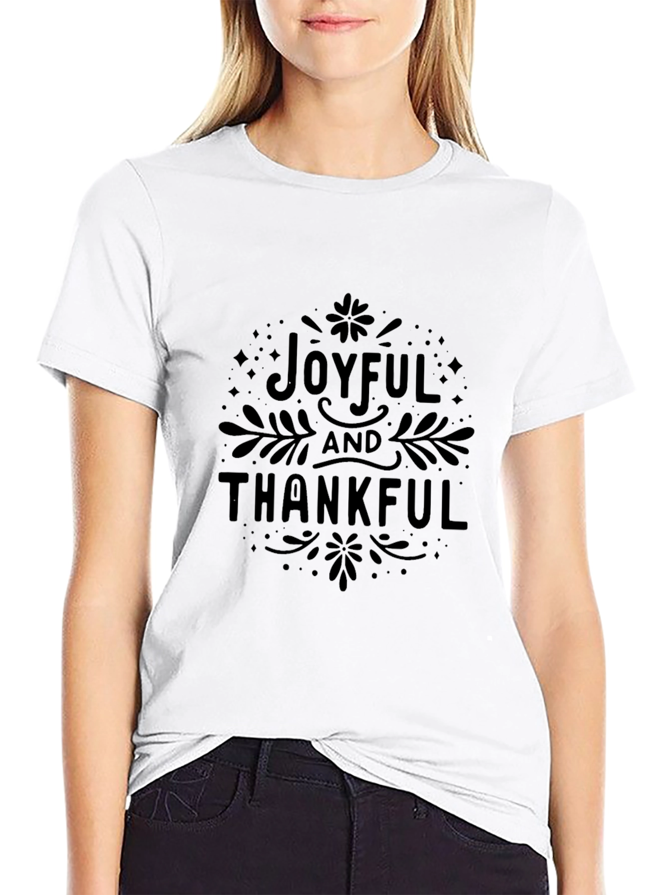 Joyful & Thankful Graphic Tee - Black Cotton