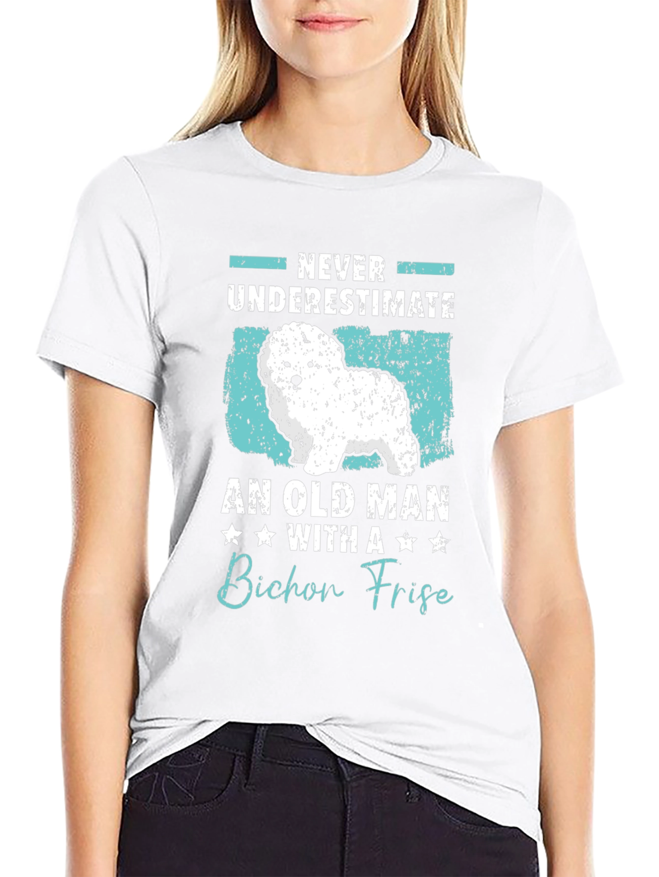 Bichon Frise Old Man Graphic T-Shirt