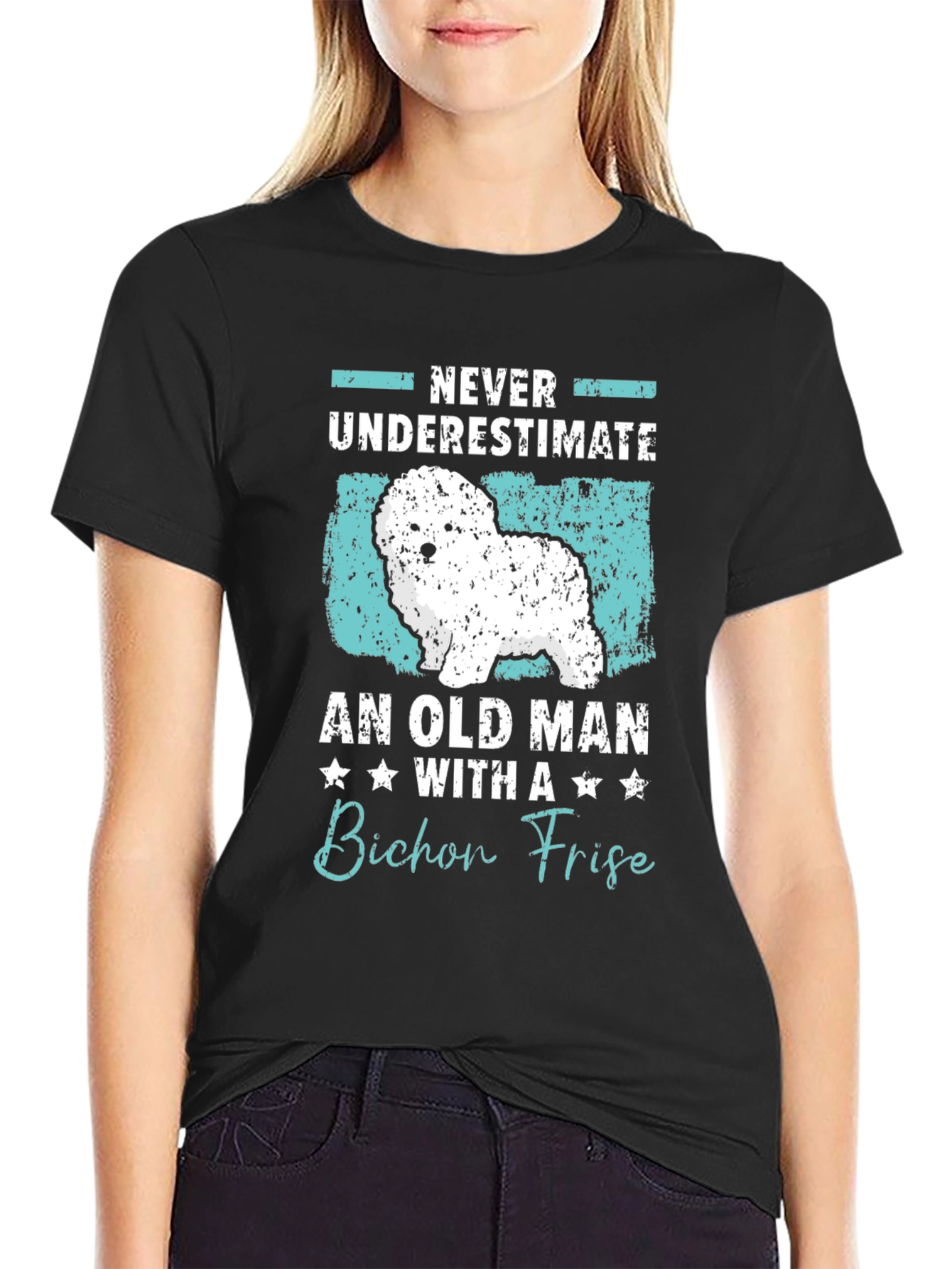 Bichon Frise Old Man Graphic T-Shirt