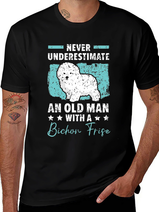 Bichon Frise Old Man Graphic T-Shirt
