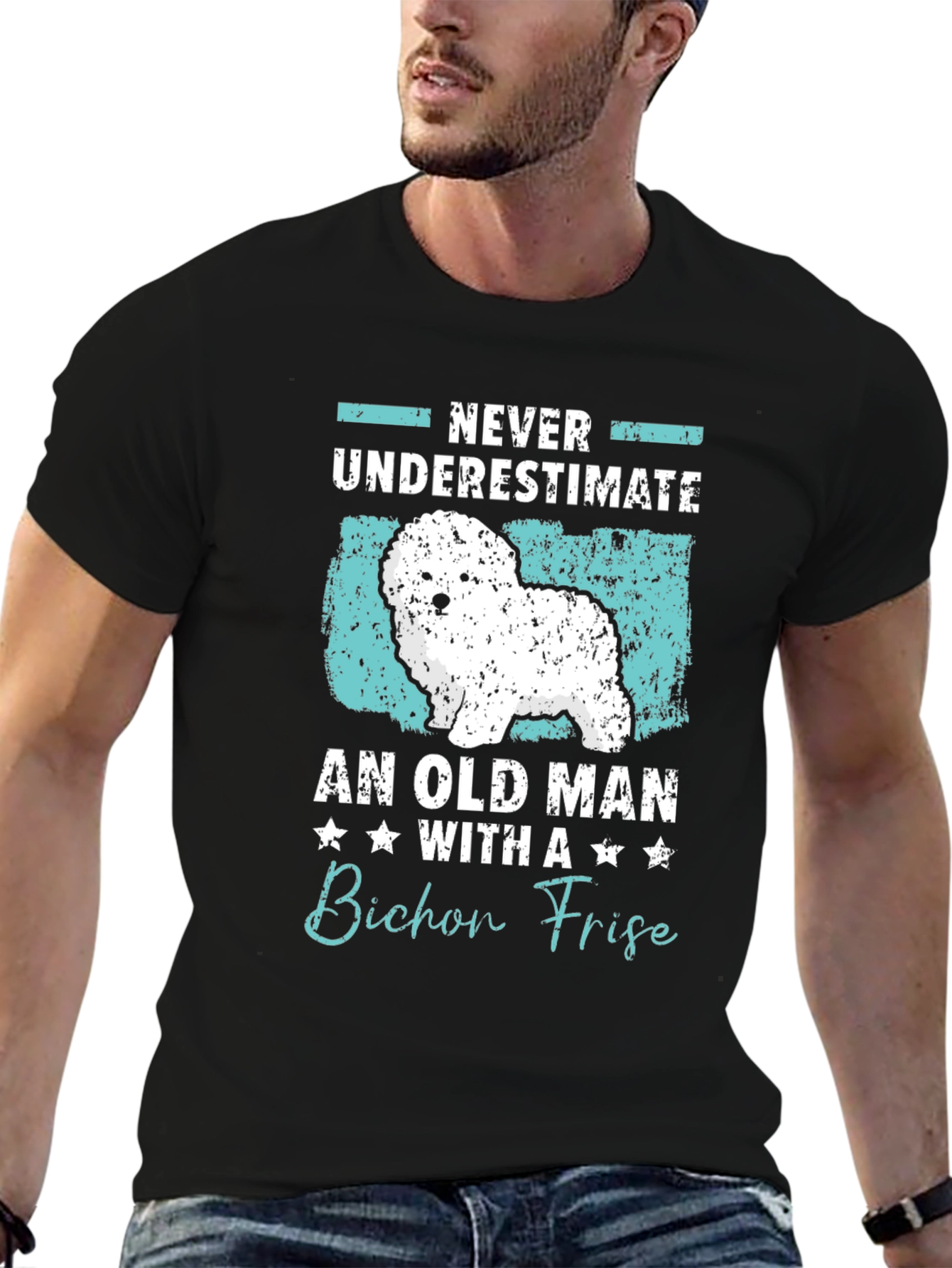 Bichon Frise Old Man Graphic T-Shirt