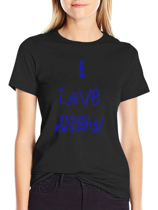 I Love Snow Black Cotton Tee