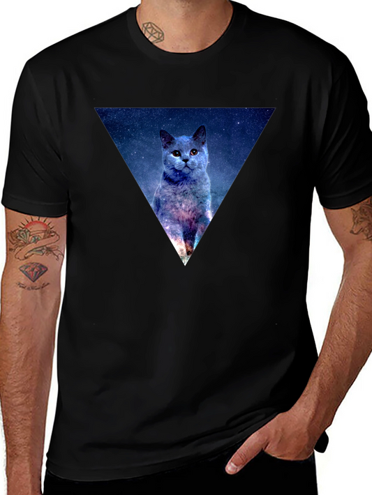 Cosmic Cat Triangle Graphic T-Shirt