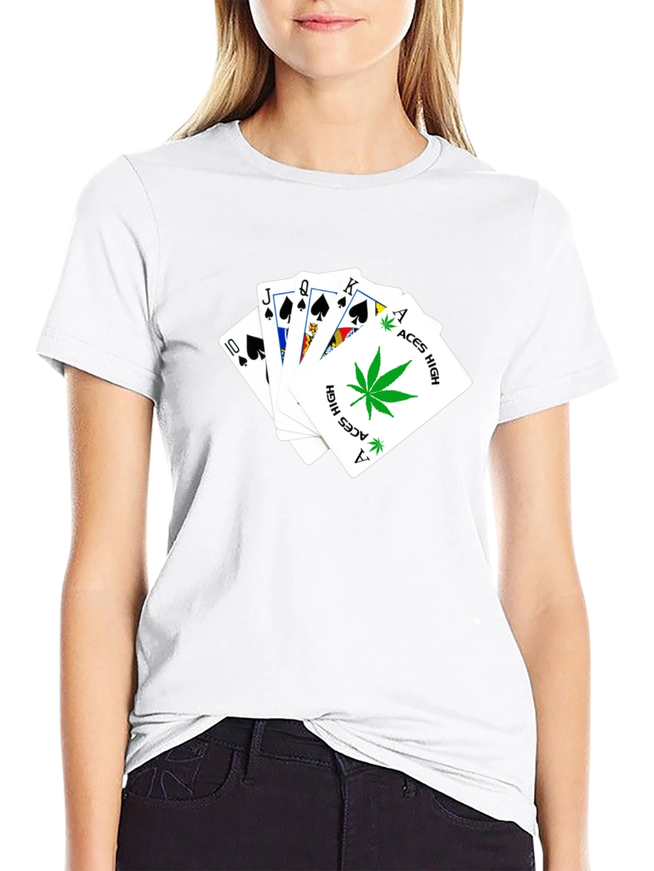 Aces High T-Shirt - Black Playing Card Design