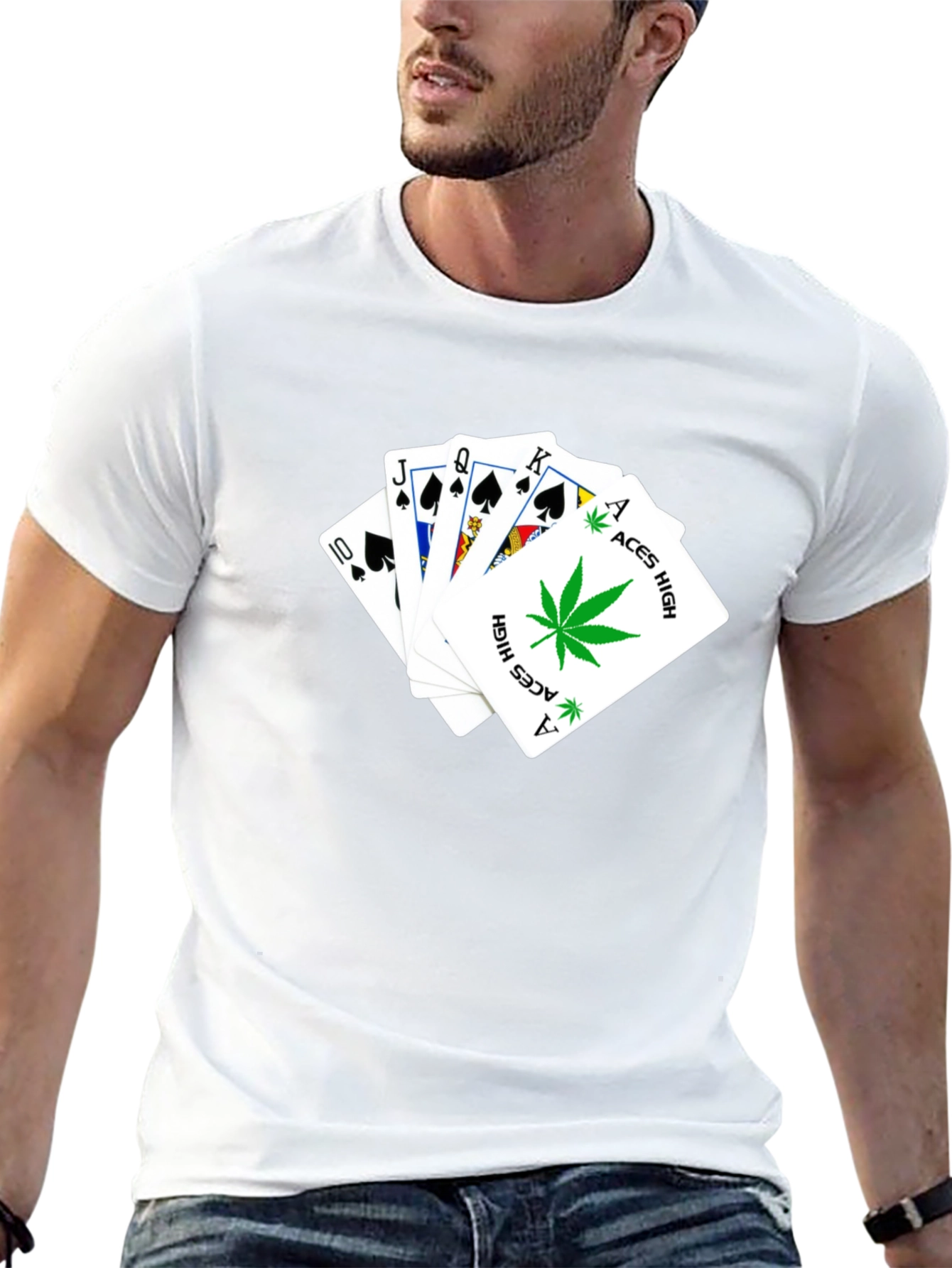 Aces High T-Shirt - Black Playing Card Design