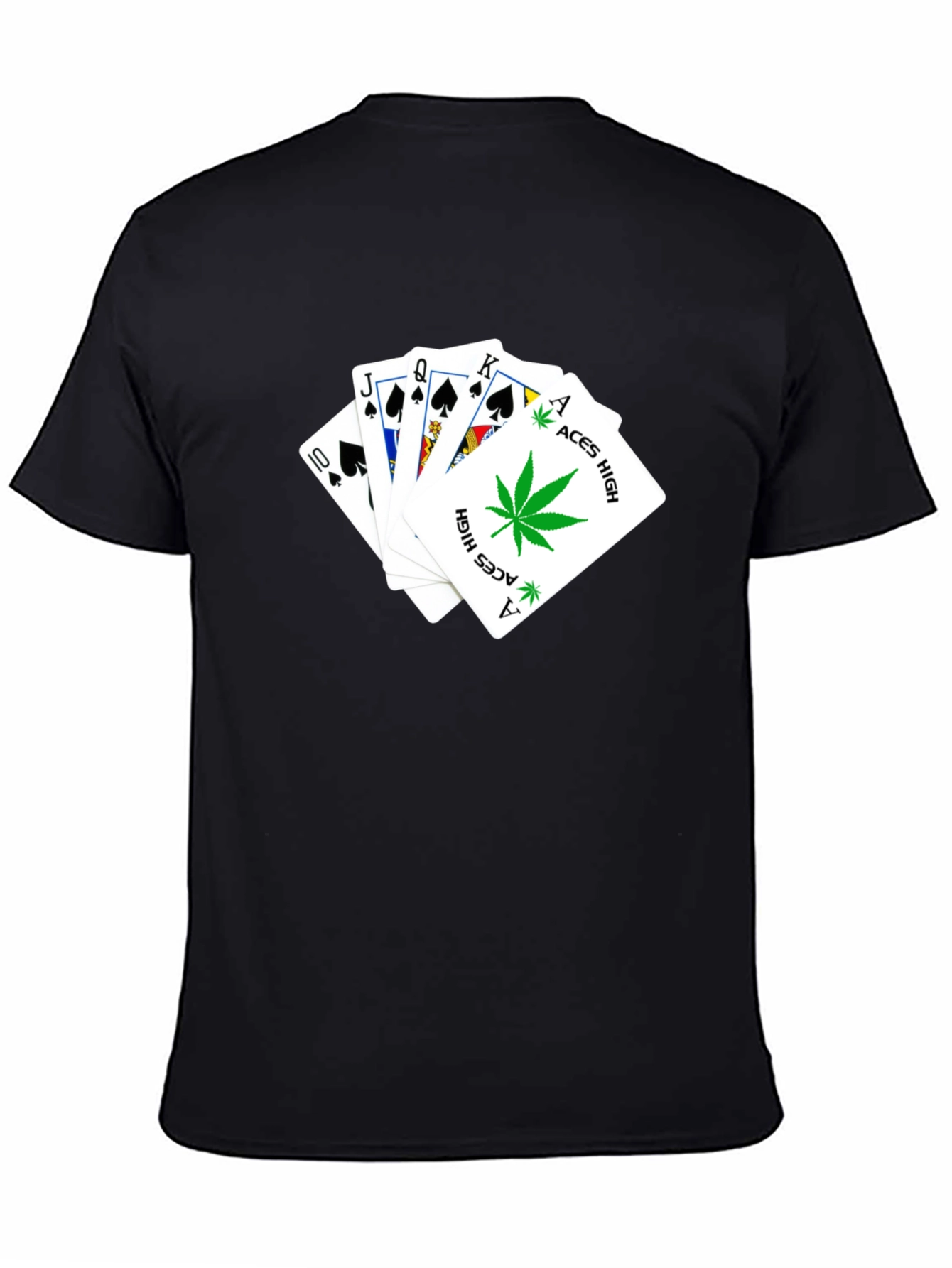Aces High T-Shirt - Black Playing Card Design