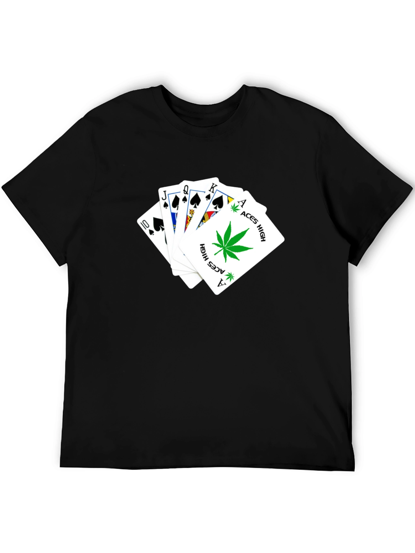 Aces High T-Shirt - Black Playing Card Design