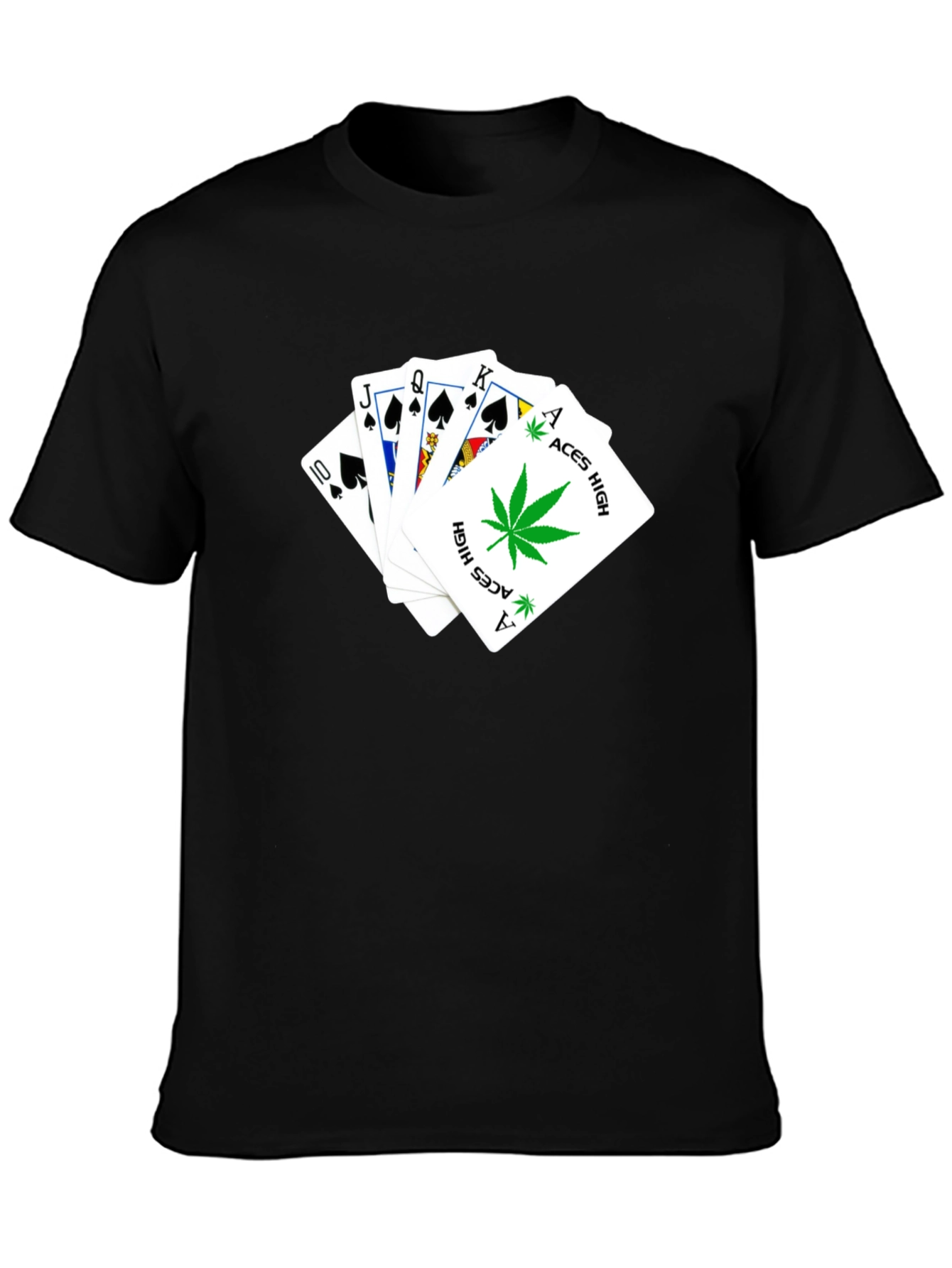Aces High T-Shirt - Black Playing Card Design