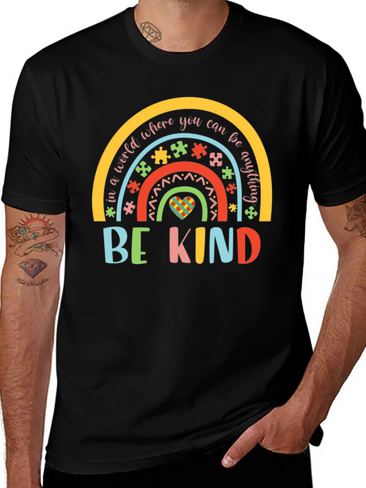 Be Kind Autism Awareness Rainbow Graphic T-Shirt