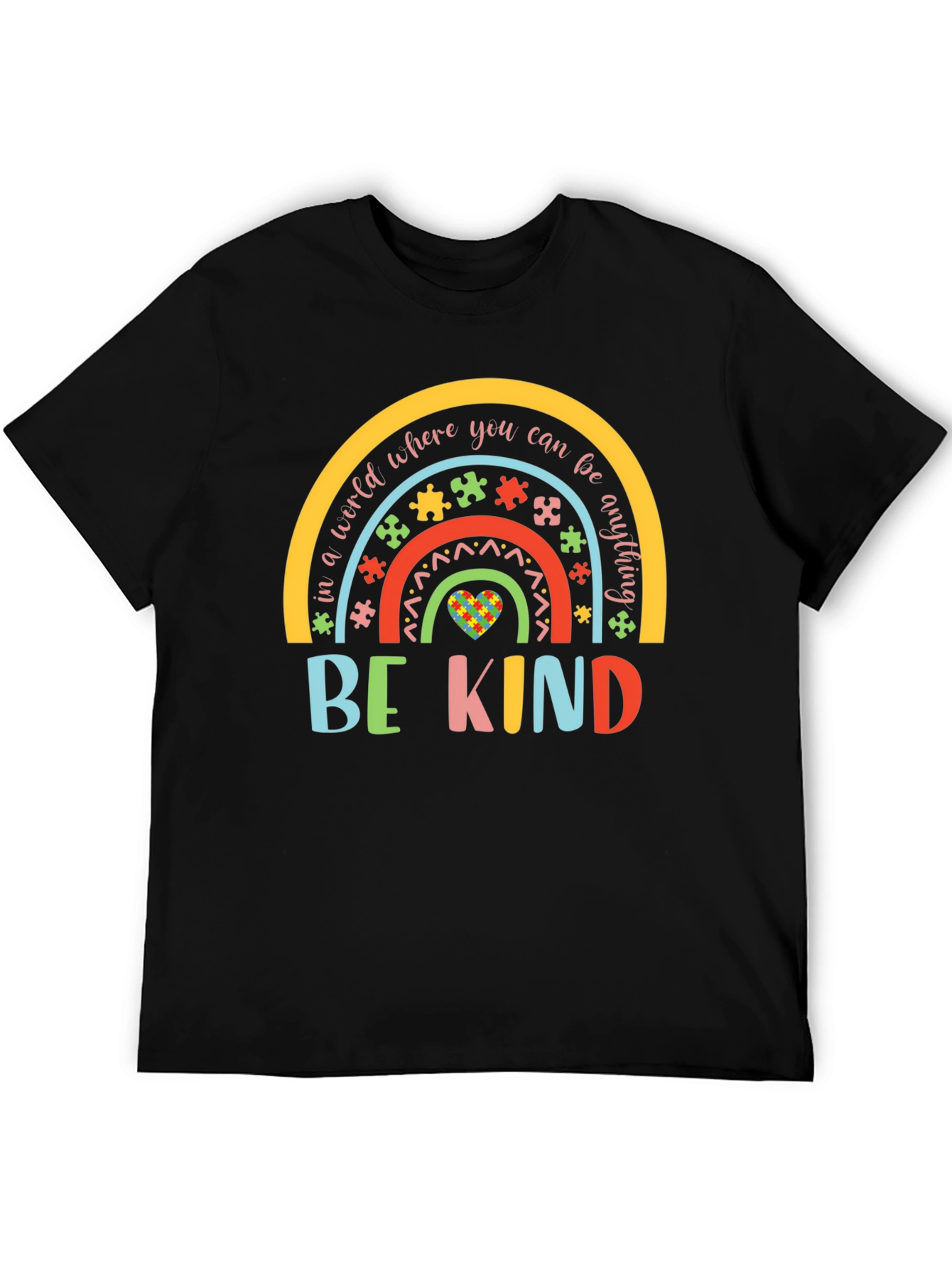 Be Kind Autism Awareness Rainbow Graphic T-Shirt
