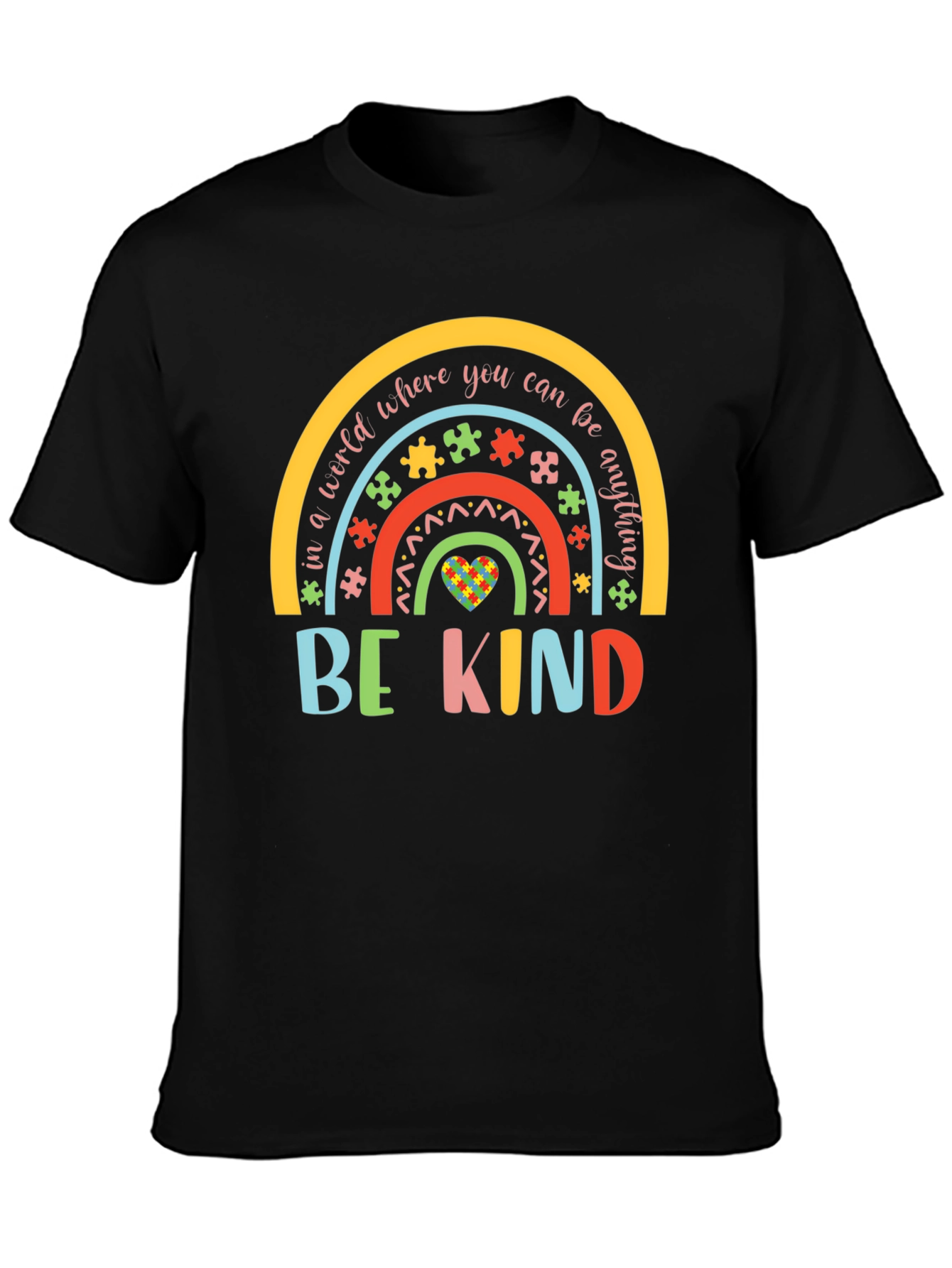 Be Kind Autism Awareness Rainbow Graphic T-Shirt
