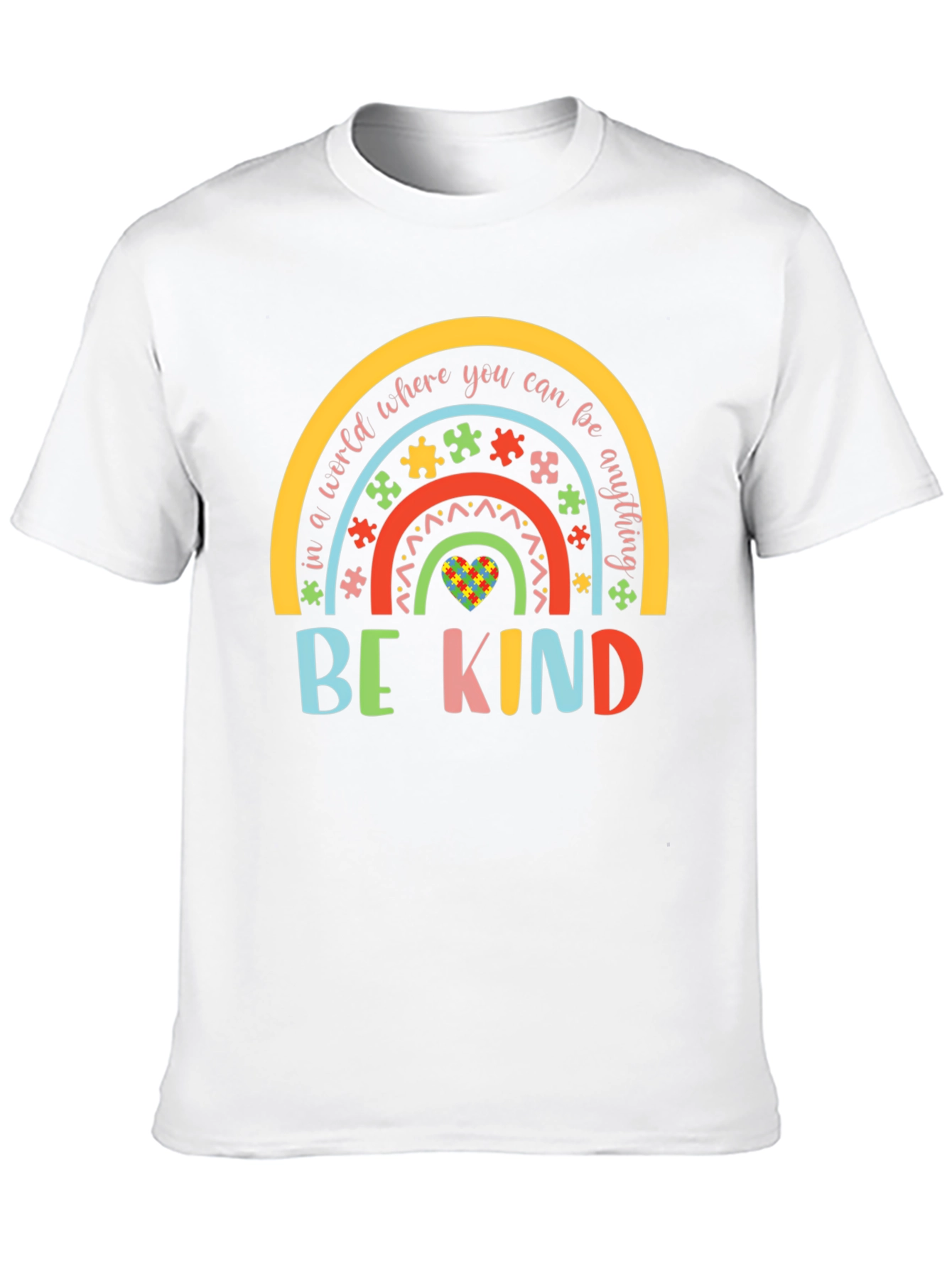 Be Kind Autism Awareness Rainbow Graphic T-Shirt