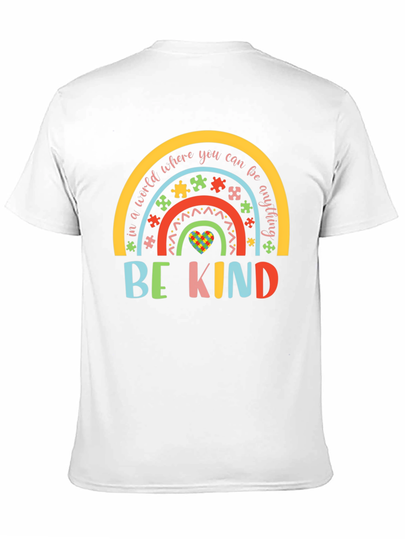 Be Kind Autism Awareness Rainbow Graphic T-Shirt