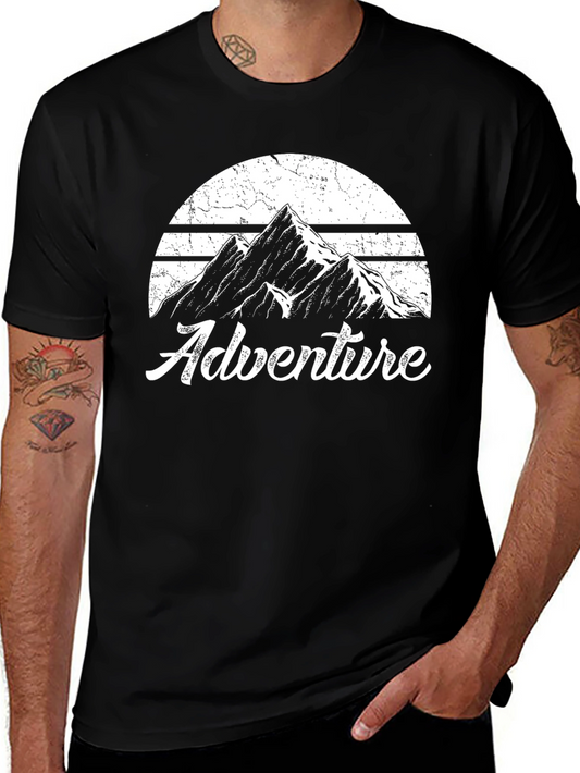 Adventure Mountain Graphic Tee - Retro Black T-Shirt