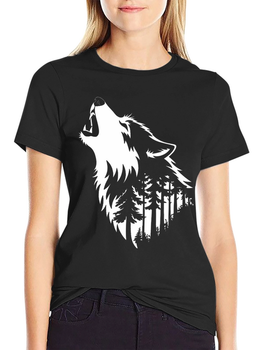 Wolf & Forest Graphic Tee - Nature Inspired Design