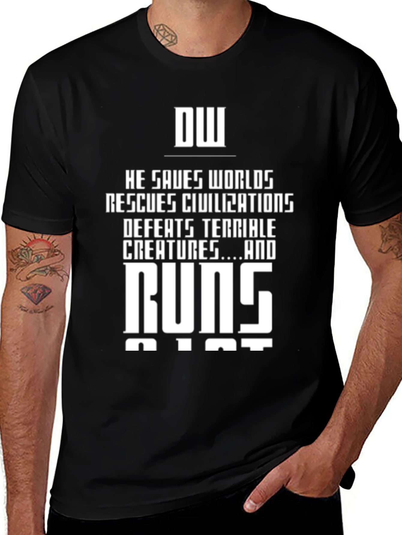 DW Hero Graphic Print Black T-Shirt