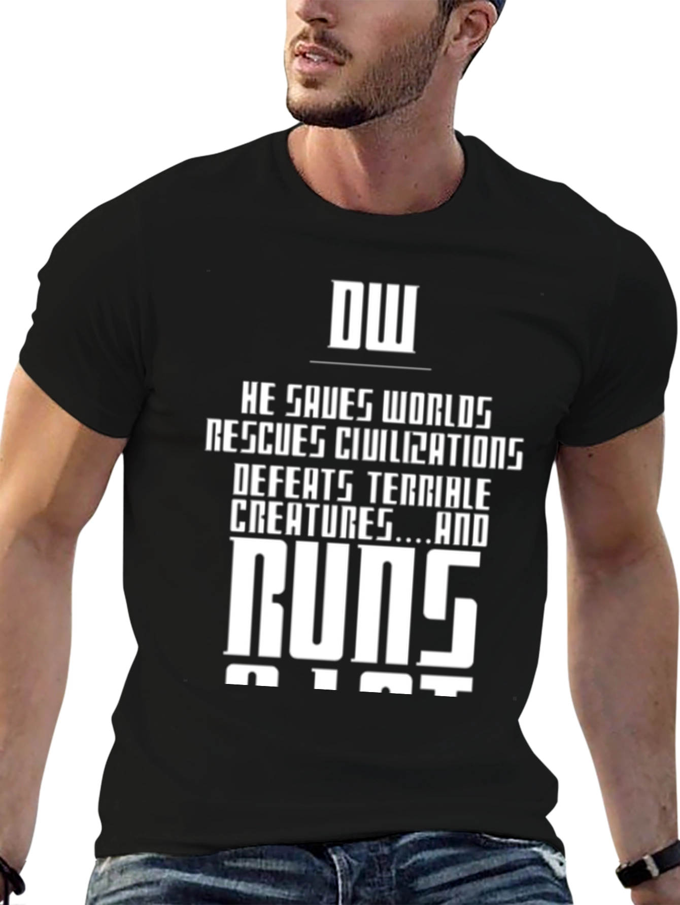DW Hero Graphic Print Black T-Shirt