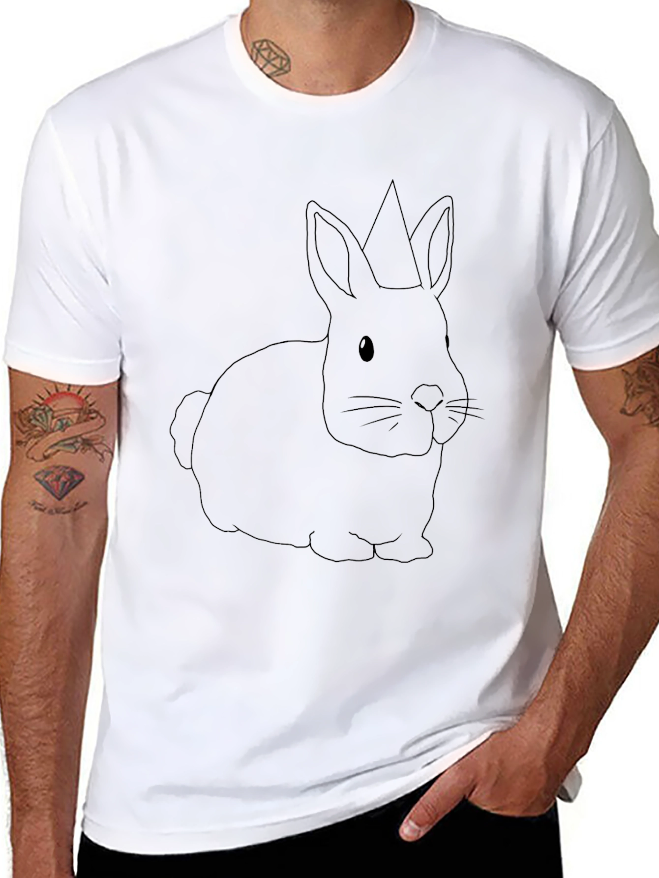 Bunny Crown Mens Black T-Shirt