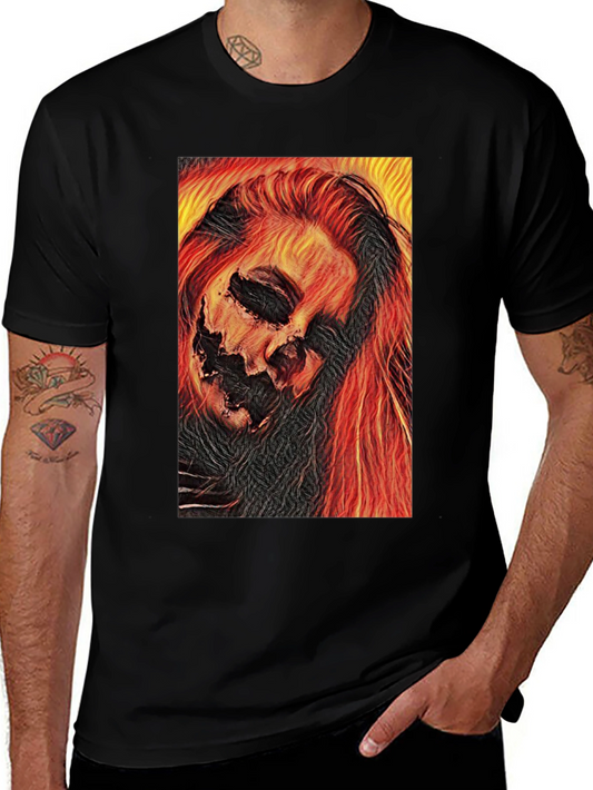 Fiery Horror Graphic Tee - Black