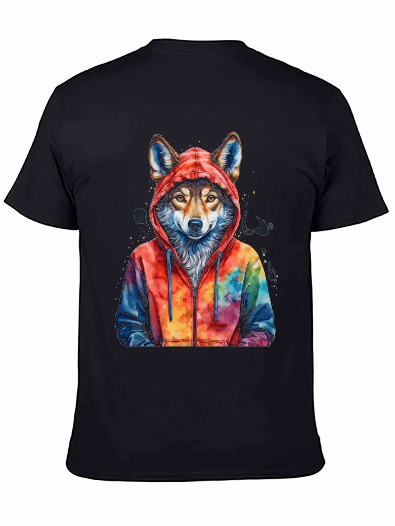 Wolf in Hoodie Graphic T-Shirt