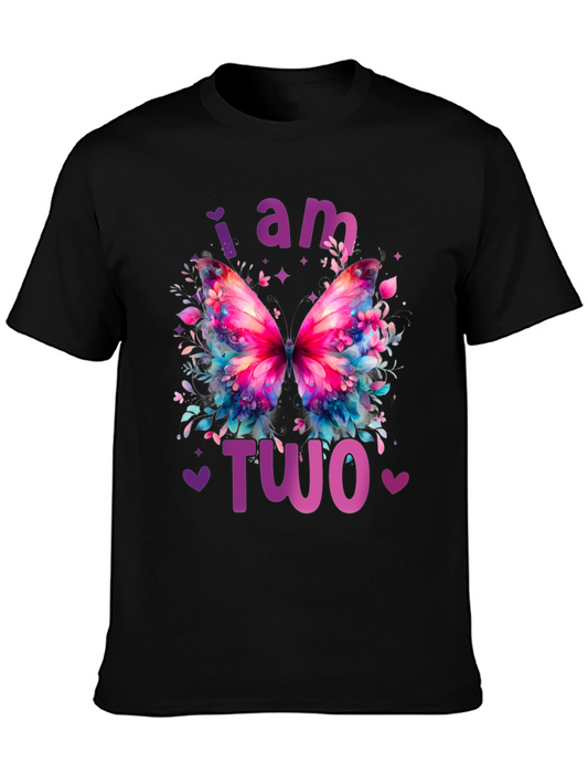 I Am Two Butterfly T-Shirt Birthday Gift