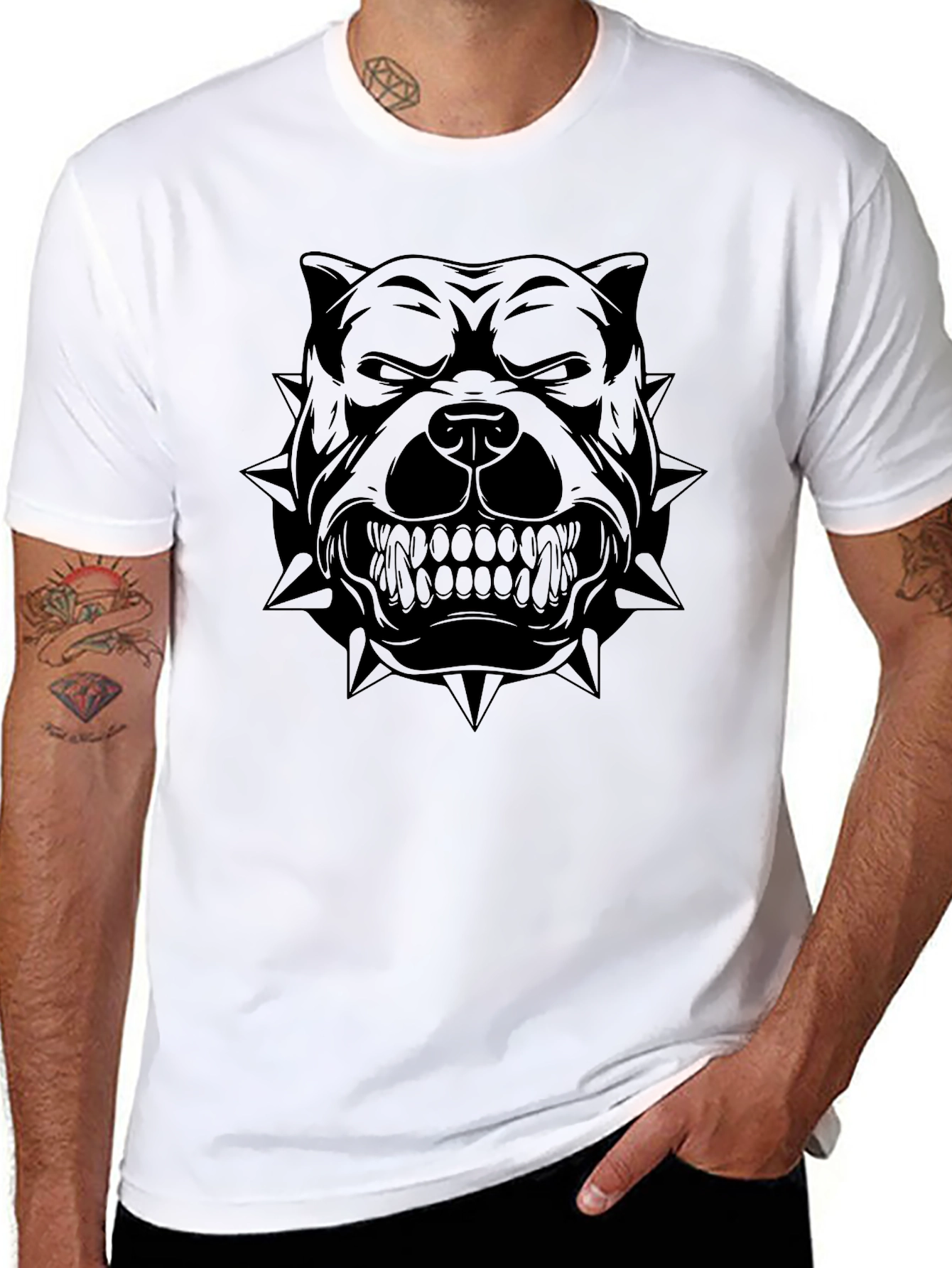 Mens Black Pitbull Graphic T-Shirt