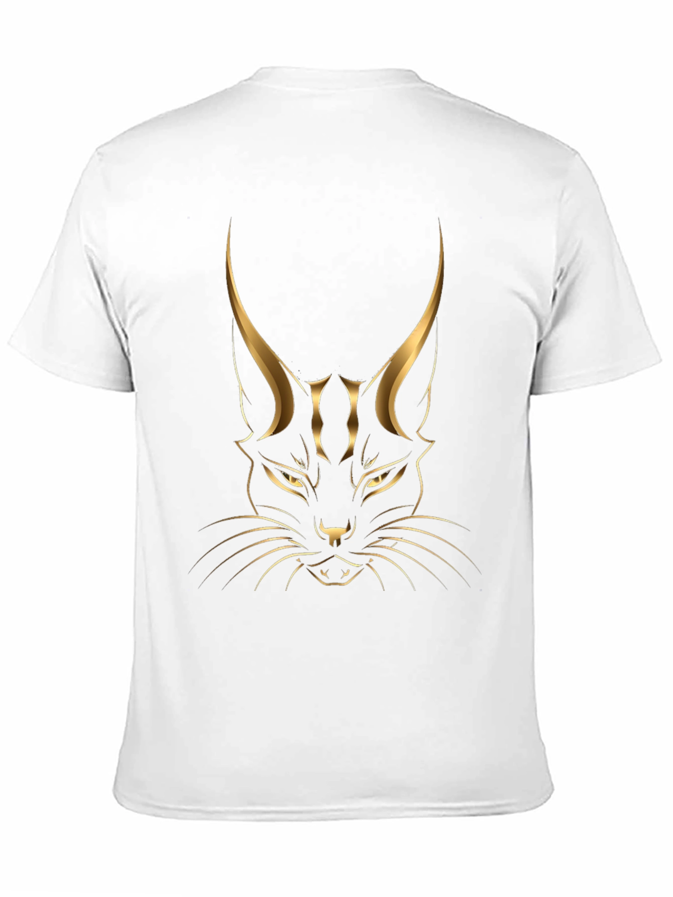 Black T-shirt with Golden Cat Graphic