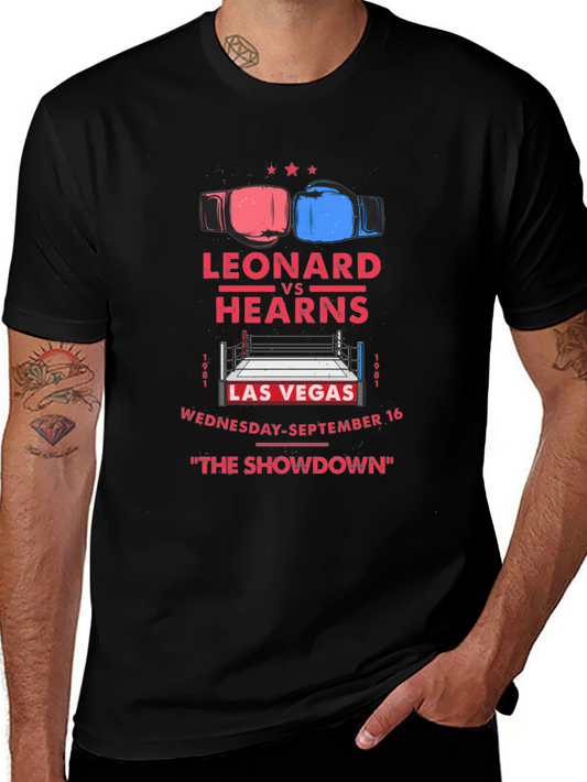 Leonard vs Hearns The Showdown Black T-Shirt