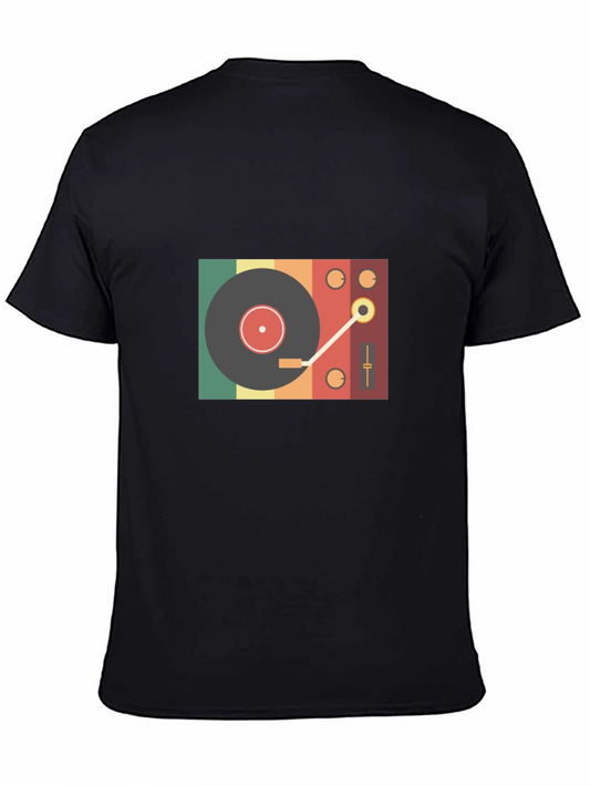Retro Turntable Graphic Tee - Black
