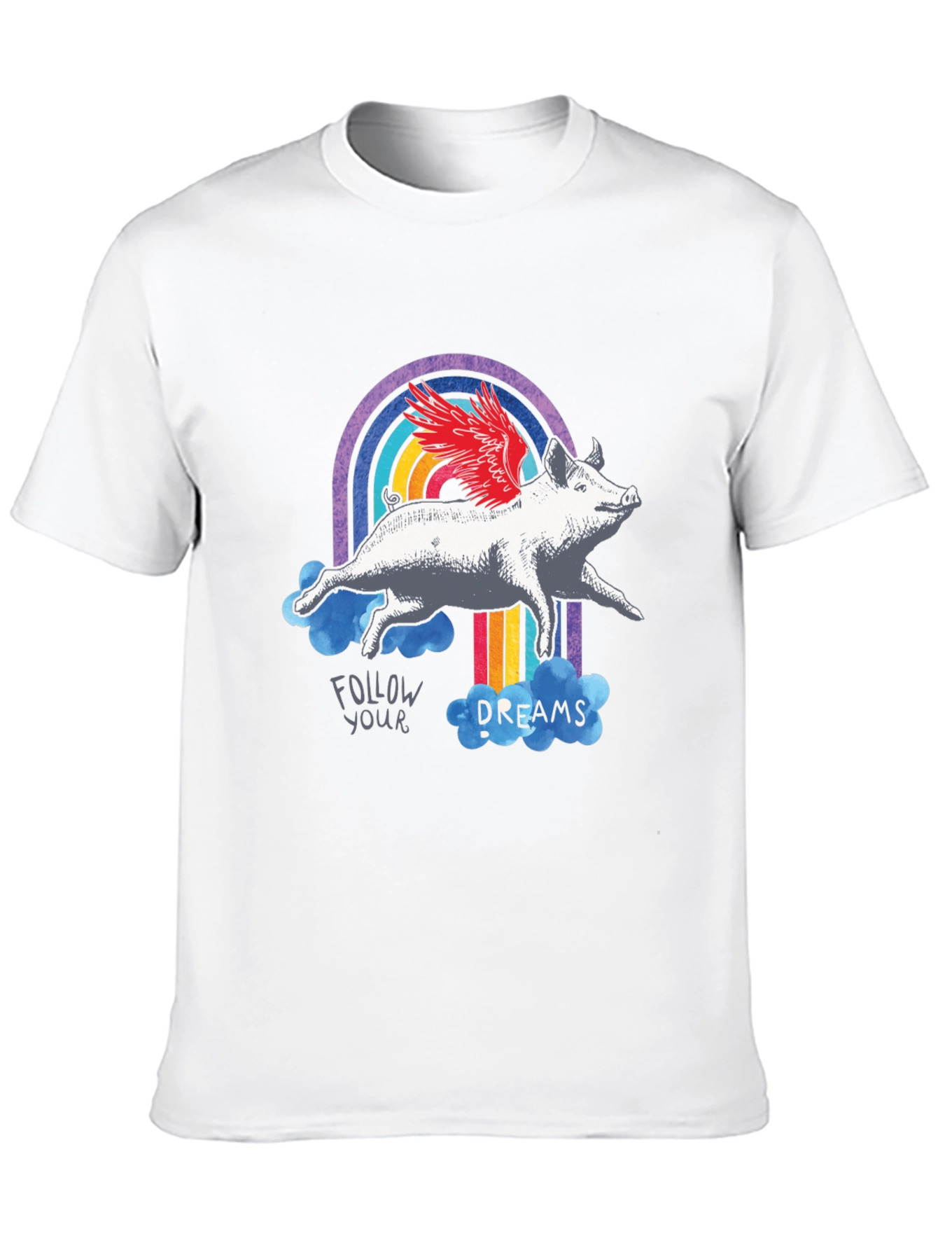 Flying Pig Rainbow Graphic T-Shirt