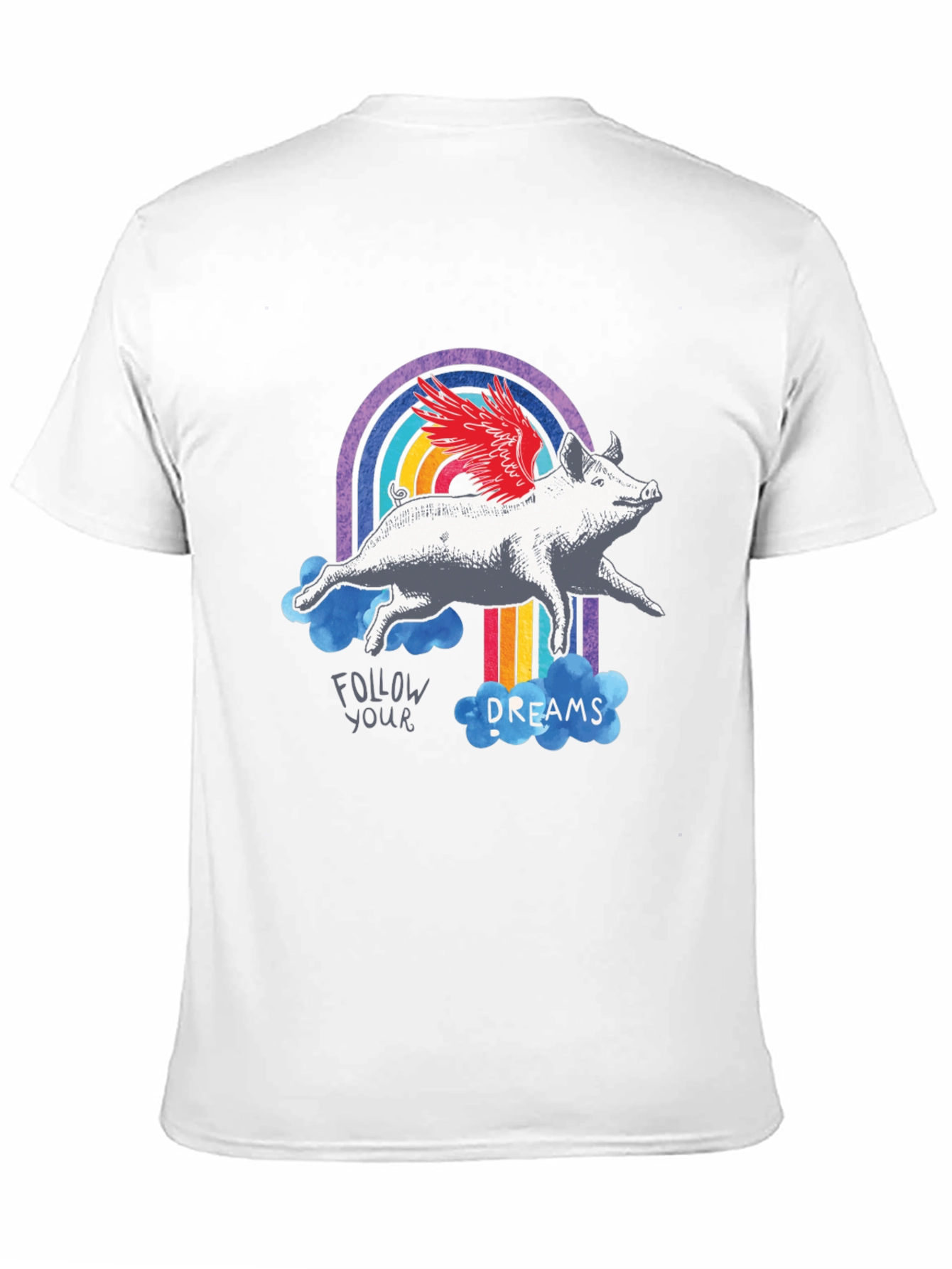 Flying Pig Rainbow Graphic T-Shirt