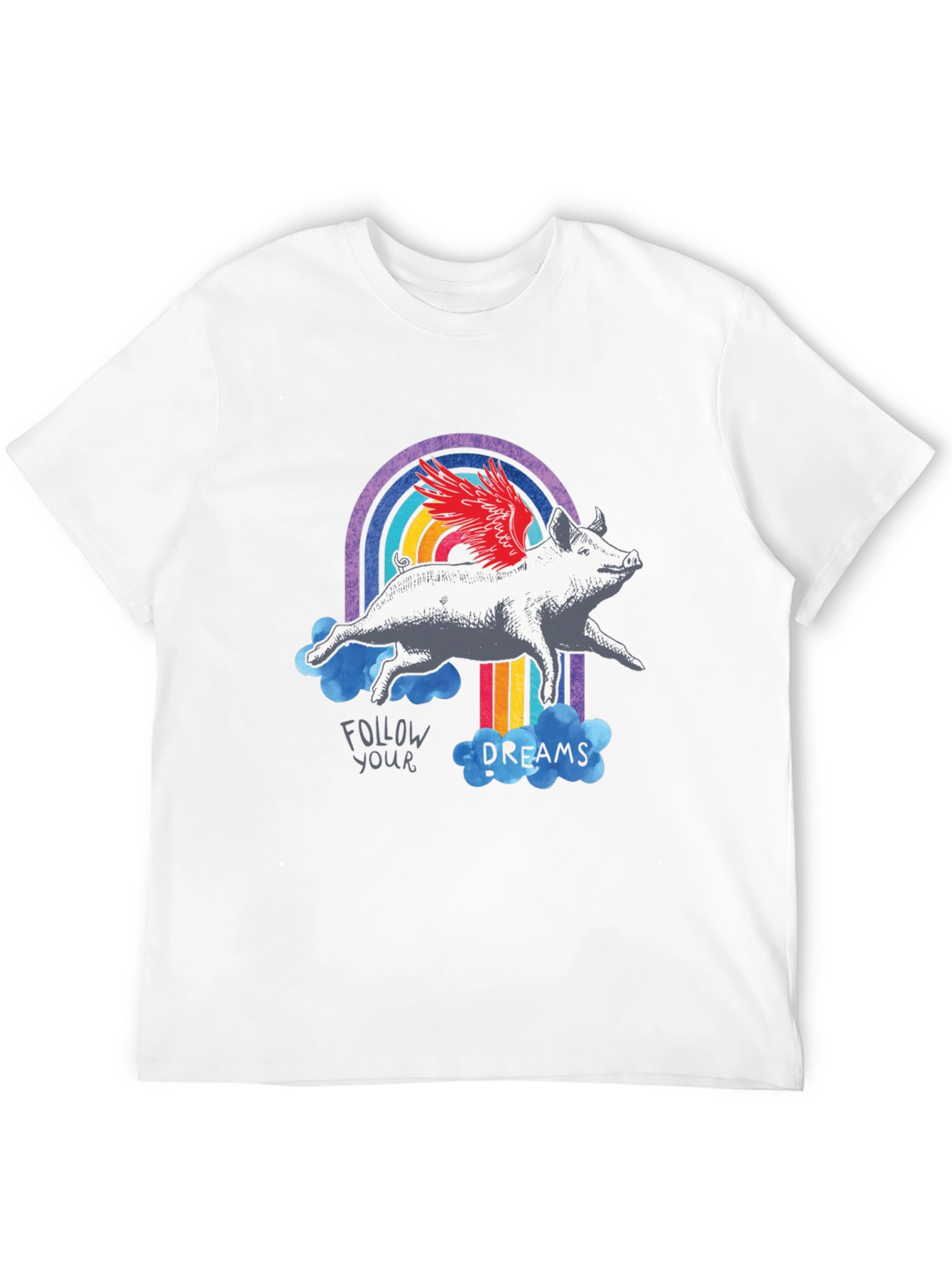 Flying Pig Rainbow Graphic T-Shirt