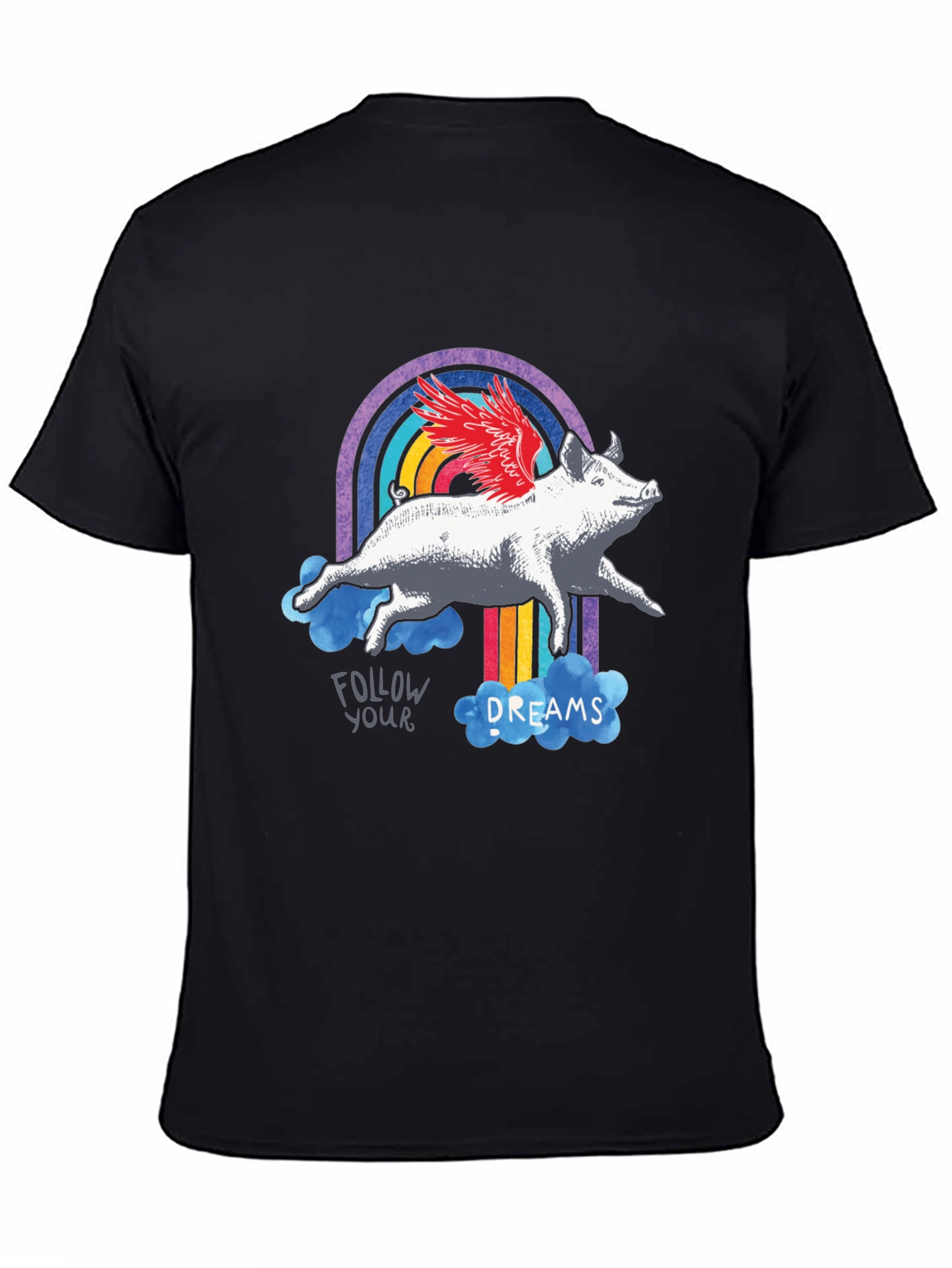Flying Pig Rainbow Graphic T-Shirt