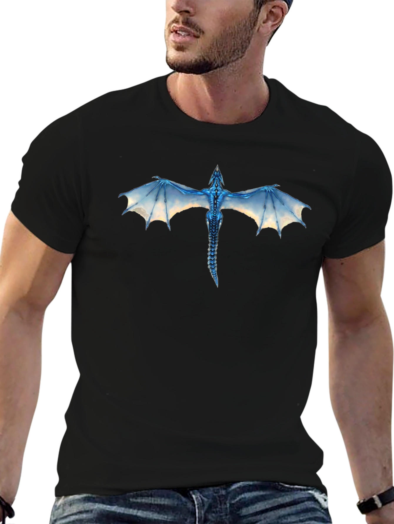 Dragon Graphic Print Crew Neck T-Shirt