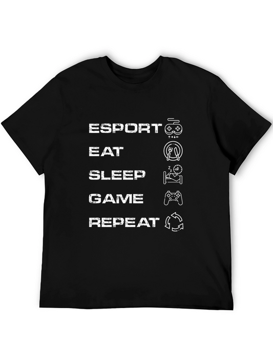 Esport Eat Sleep Game Repeat Black T-Shirt