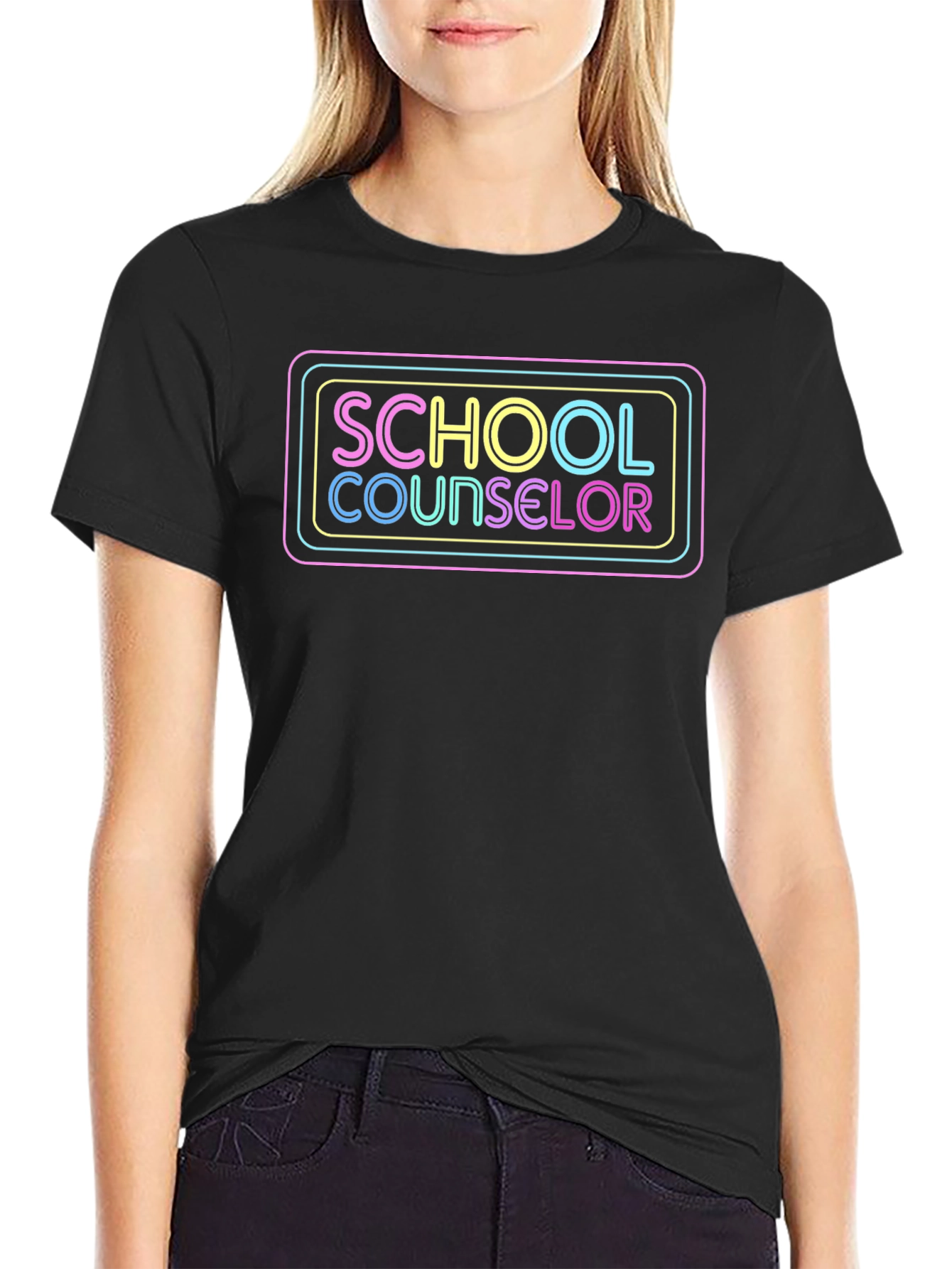 School Counselor Neon Graphic T-Shirt