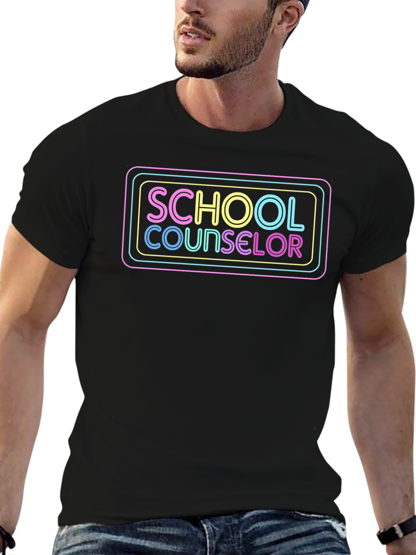 School Counselor Neon Graphic T-Shirt