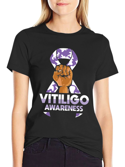 Vitiligo Awareness T-Shirt - Purple Ribbon