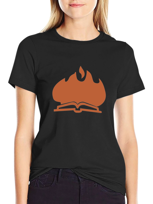 Flame Book Graphic T-Shirt - Black Cotton Tee