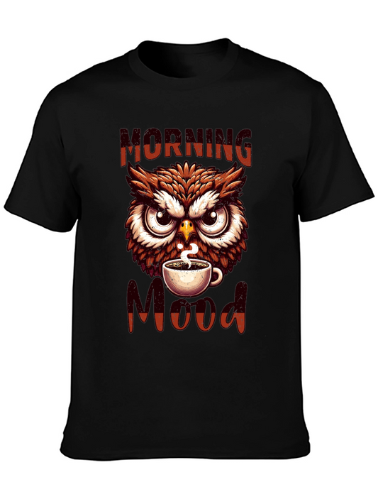 Morning Mood Owl T-Shirt - Coffee Lover Apparel