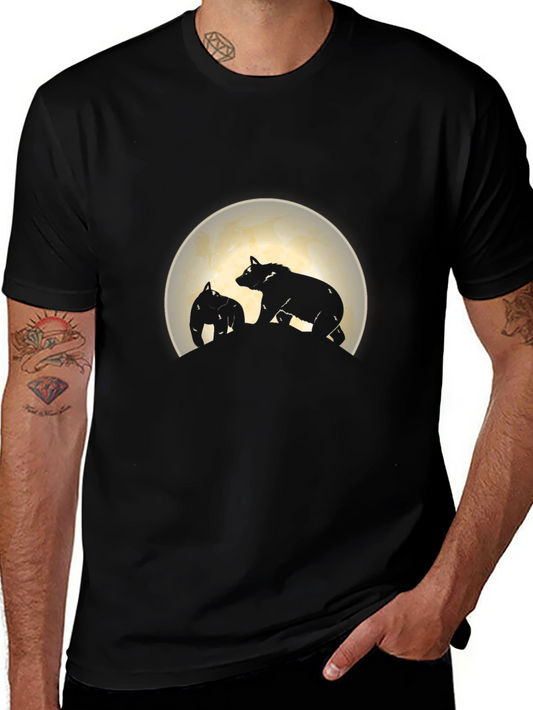 Bear Silhouette T-Shirt - Moon Graphic Tee