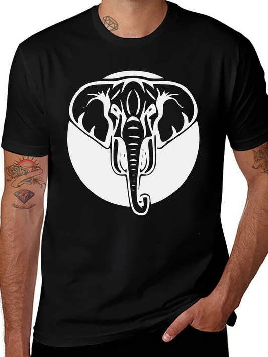 Elephant Graphic Tee - Black Crew Neck Cotton Shirt