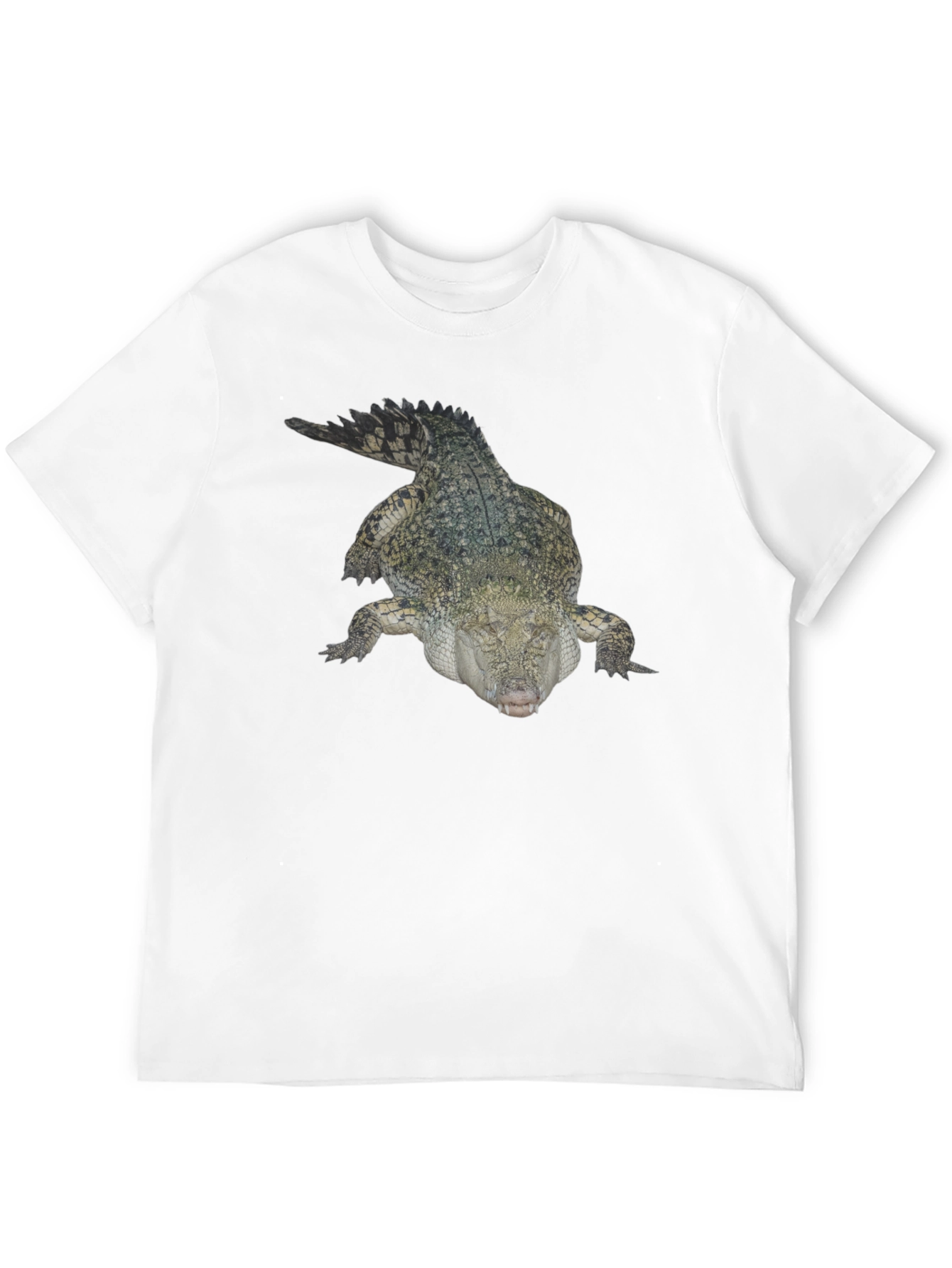 Crocodile Print T-Shirt - Black Cotton Tee