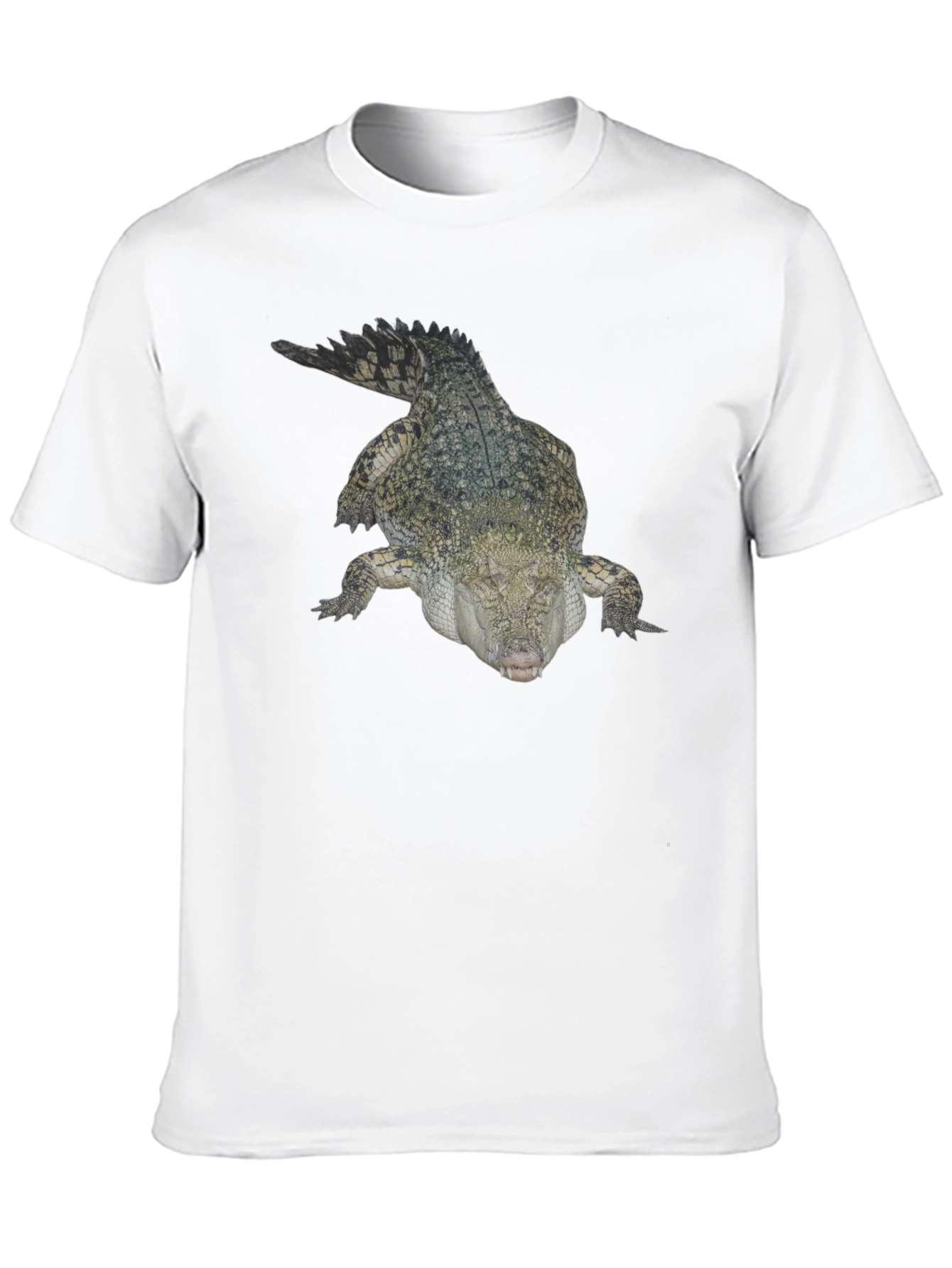 Crocodile Print T-Shirt - Black Cotton Tee