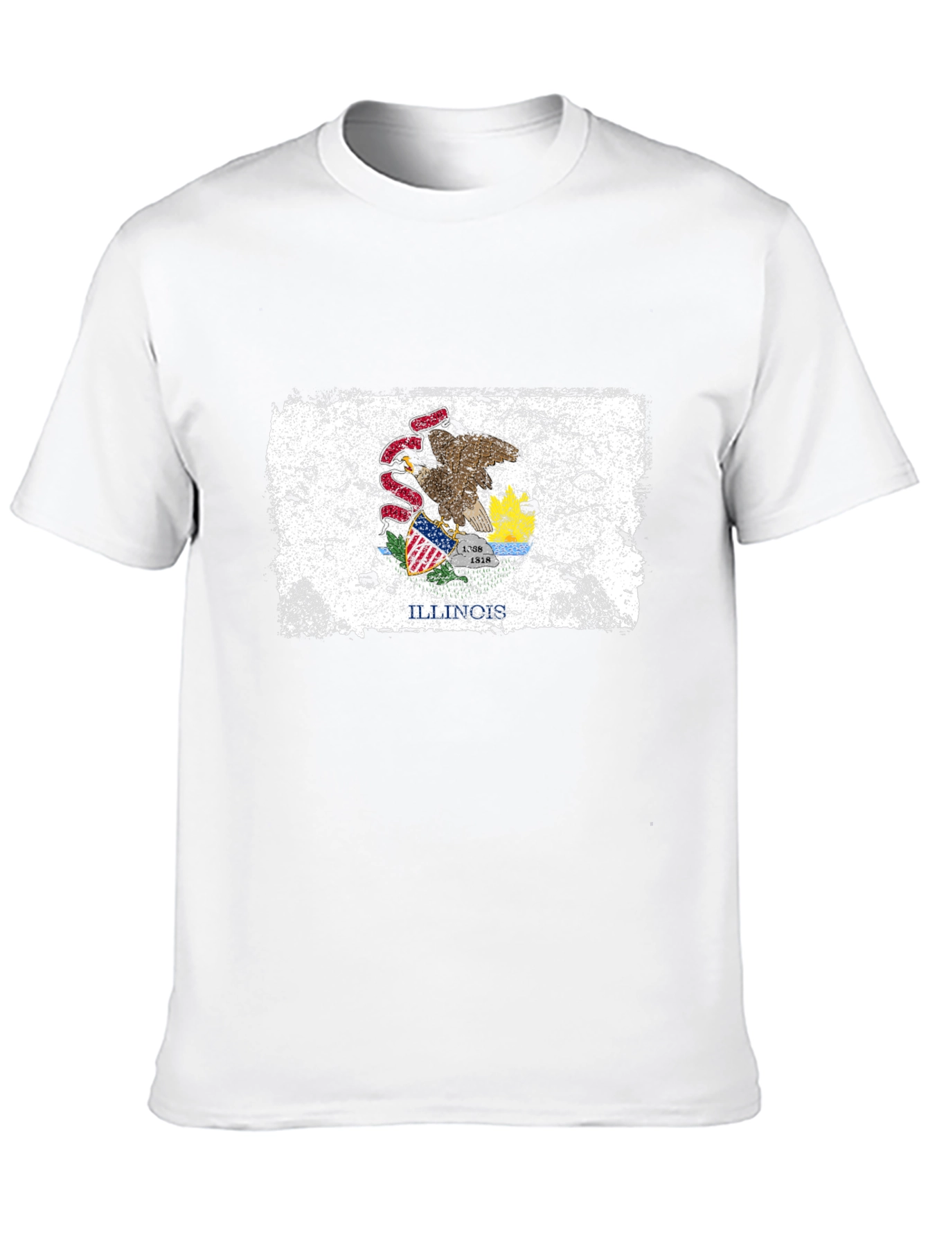 Illinois Flag Grunge Style Black T-Shirt