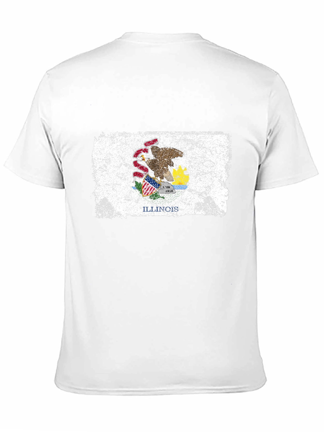 Illinois Flag Grunge Style Black T-Shirt