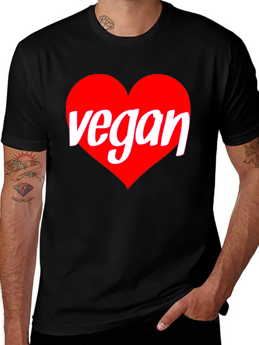 Vegan Heart Graphic T-Shirt - Black Crew Neck Tee