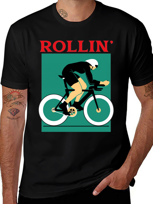 Rollin Biker Graphic Tee - Cycling Enthusiast Apparel